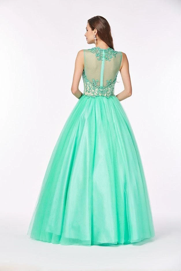 Angela & Alison - 61126 Illusion Floral Lace Festooned Ballgown Formal Gowns 4 Angela & Alison - 61126 Illusion Floral Lace Festooned Ballgown Formal Gowns