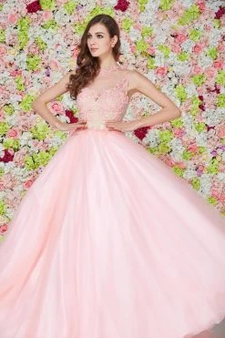 Angela & Alison - 61126 Illusion Floral Lace Festooned Ballgown Formal Gowns 12 Angela & Alison - 61126 Illusion Floral Lace Festooned Ballgown Formal Gowns