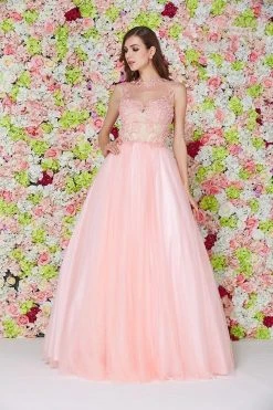 Angela & Alison - 61126 Illusion Floral Lace Festooned Ballgown Formal Gowns 13 Angela & Alison - 61126 Illusion Floral Lace Festooned Ballgown Formal Gowns