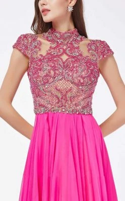 Angela & Alison - 61139 Crystal Embellished High Neck Gown Formal Gowns