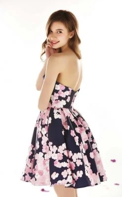 Angela & Alison - 62026 Strapless Floral Cocktail Dress