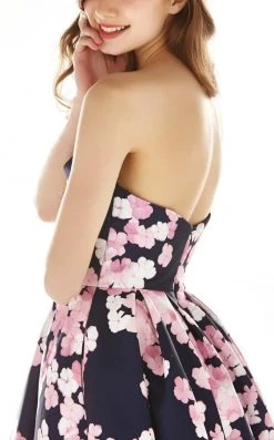 Angela & Alison - 62026 Strapless Floral Cocktail Dress