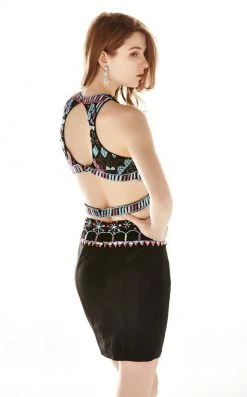 Angela & Alison - 62036 Tribal Embellished Two-Piece Halter Dress Cocktail Dresses