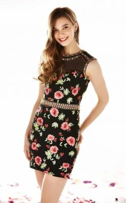 Cocktail Dresses Angela & Alison - 62038 Beaded Floral Cocktail Dress
