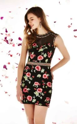 Cocktail Dresses Angela & Alison - 62038 Beaded Floral Cocktail Dress 8 Cocktail Dresses Angela & Alison - 62038 Beaded Floral Cocktail Dress