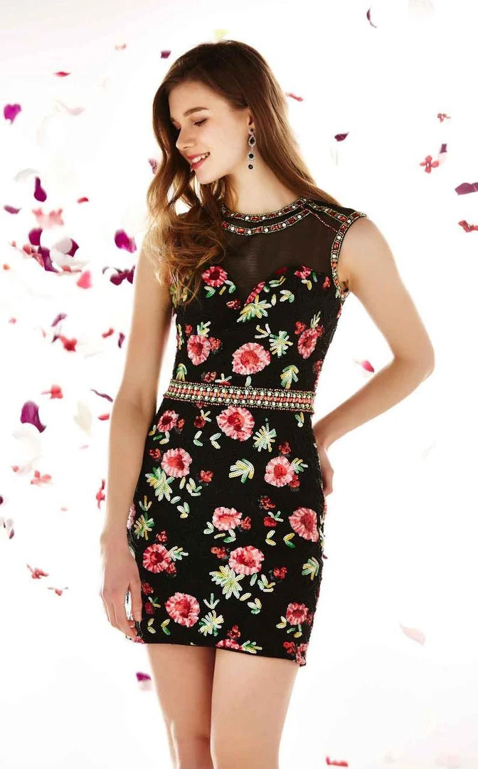 Cocktail Dresses Angela & Alison - 62038 Beaded Floral Cocktail Dress 4 Cocktail Dresses Angela & Alison - 62038 Beaded Floral Cocktail Dress