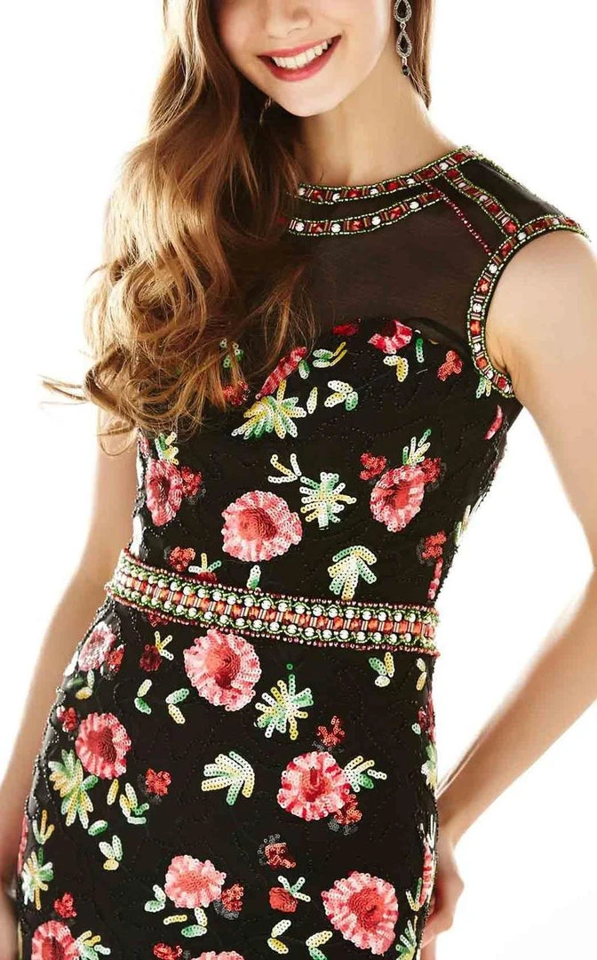 Cocktail Dresses Angela & Alison - 62038 Beaded Floral Cocktail Dress 6 Cocktail Dresses Angela & Alison - 62038 Beaded Floral Cocktail Dress