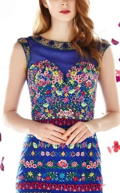 Angela & Alison - 62039 Floral Embroidered Cocktail Dress