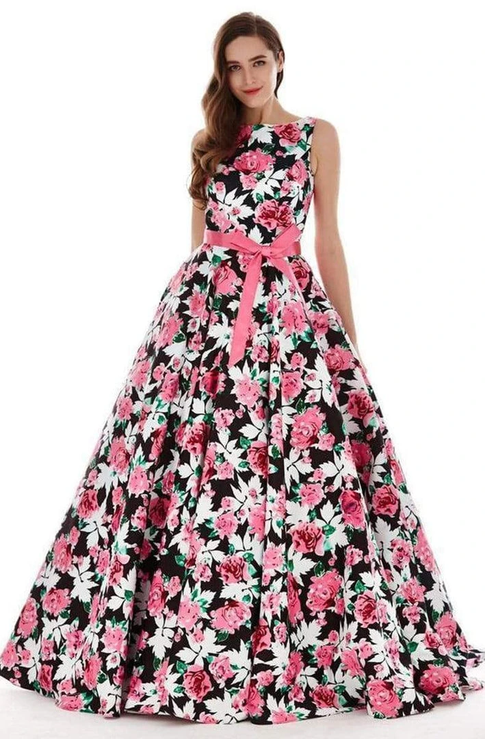 Angela & Alison - 62046 Sleeveless Bateau Neck Floral Ballgown - 1 Pc Black/Floral In Size 8 Available 3 Angela & Alison - 62046 Sleeveless Bateau Neck Floral Ballgown - 1 Pc Black/Floral In Size 8 Available