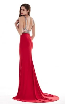 Formal Gowns Angela & Alison - 62054 Embroidered Halter Neck Sheath Dress 12 Formal Gowns Angela & Alison - 62054 Embroidered Halter Neck Sheath Dress