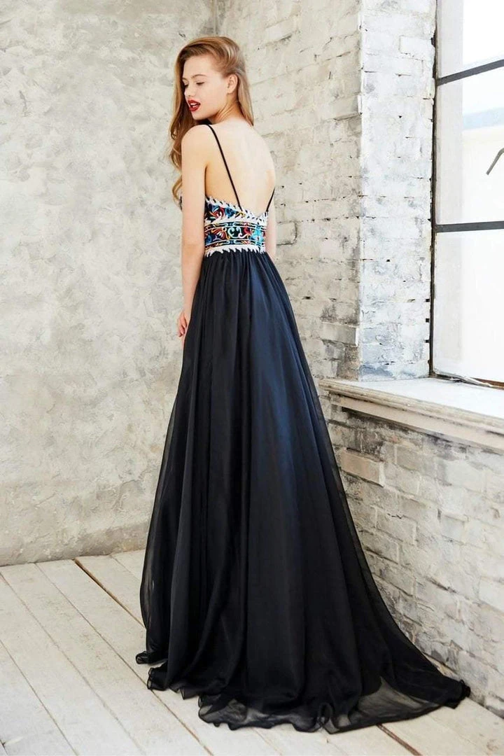 Angela & Alison - 71001 Vibrant Embroidery Plunging Empire Gown Formal Gowns 4 Angela & Alison - 71001 Vibrant Embroidery Plunging Empire Gown Formal Gowns