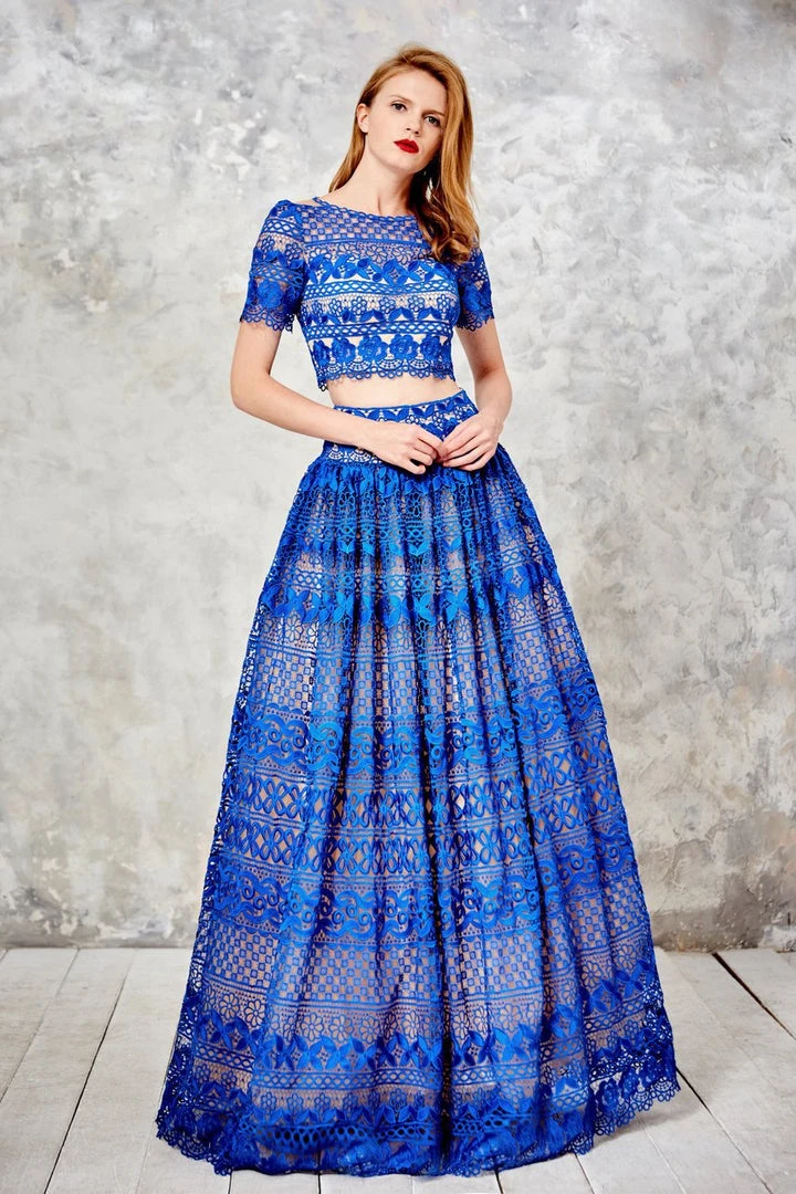 Formal Gowns Angela & Alison - 71008 Laced Two-Piece A-line Evening Gown 7 Formal Gowns Angela & Alison - 71008 Laced Two-Piece A-line Evening Gown