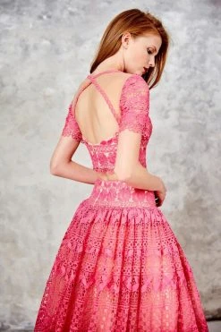 Formal Gowns Angela & Alison - 71008 Laced Two-Piece A-line Evening Gown 9 Formal Gowns Angela & Alison - 71008 Laced Two-Piece A-line Evening Gown