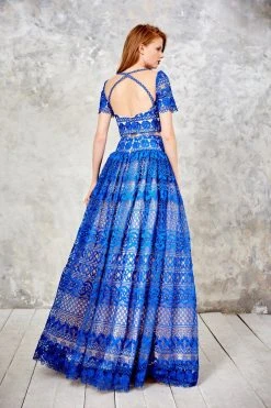 Formal Gowns Angela & Alison - 71008 Laced Two-Piece A-line Evening Gown 13 Formal Gowns Angela & Alison - 71008 Laced Two-Piece A-line Evening Gown