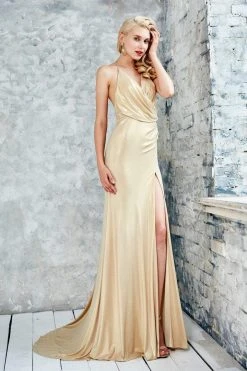 Formal Gowns Angela & Alison - 71042 Ruched V-neck Sheath Dress