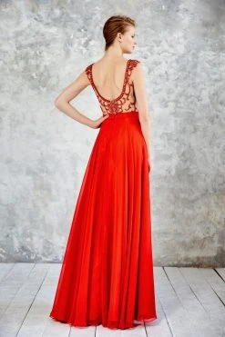 Angela & Alison - 71051 Bateau Neck Bejeweled A-line Gown 10 Angela & Alison - 71051 Bateau Neck Bejeweled A-line Gown