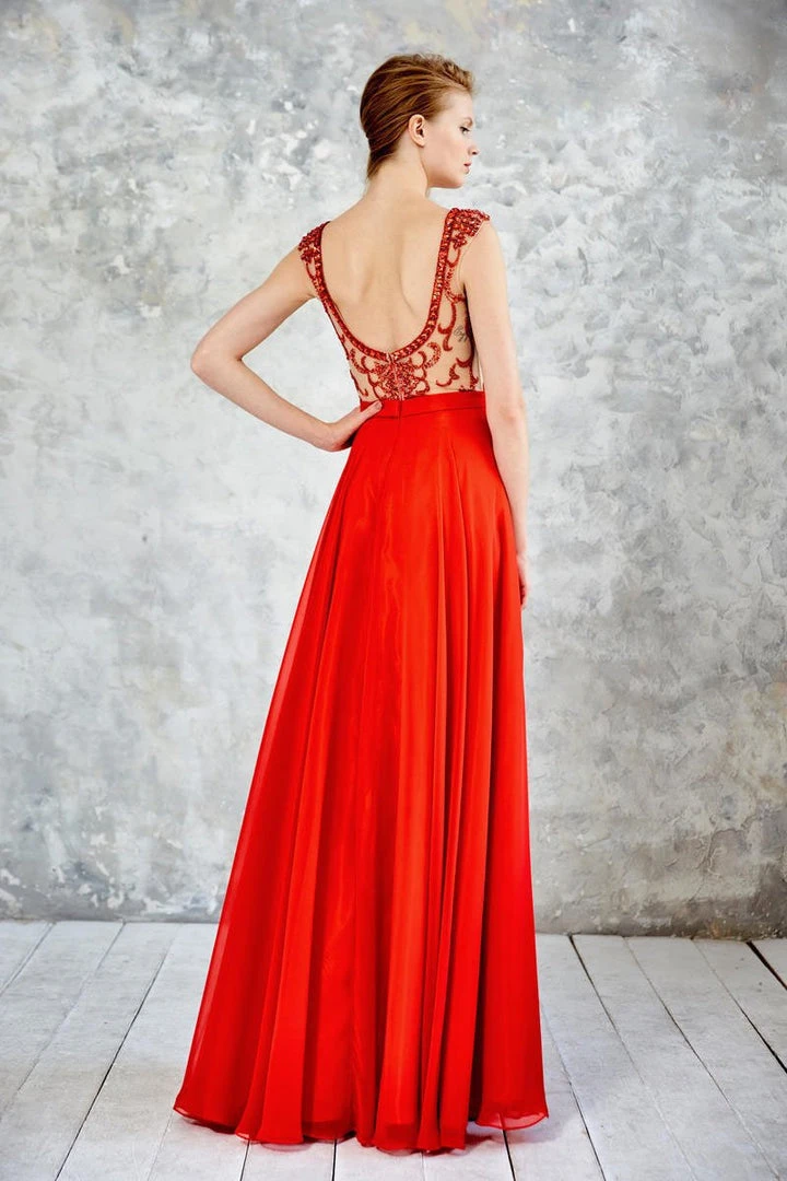 Angela & Alison - 71051 Bateau Neck Bejeweled A-line Gown 5 Angela & Alison - 71051 Bateau Neck Bejeweled A-line Gown