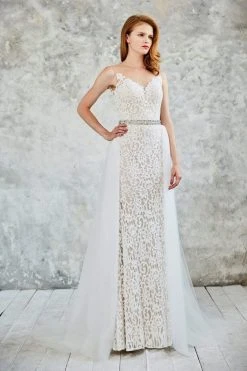 Angela & Alison - 71073 Lace Illusion Jewel Sheath Dress