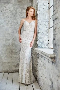 Angela & Alison - 71073 Lace Illusion Jewel Sheath Dress