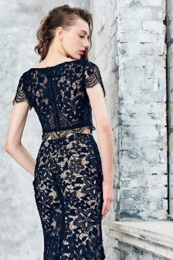 Angela & Alison - 71084 Two Piece Embroidered Trumpet Dress