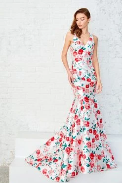 Angela & Alison - 71121 Sleeveless Floral Printed Long Dress Formal Gowns