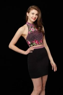 Angela & Alison - 72009 Two Piece Floral Embroidered Beaded Dress