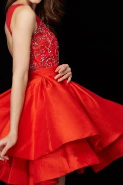 Cocktail Dresses Angela & Alison - 72013 Bejeweled Sheer Bateau A-line Dress