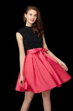 Angela & Alison - 72016 Two Piece High A Line Dress With Waist Bow Cocktail Dresses