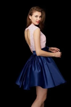 Angela & Alison - 72016 Two Piece High A Line Dress With Waist Bow Cocktail Dresses