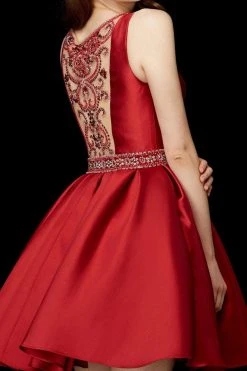 Angela & Alison - 72017 Sultry Sleeveless Satin Short Dress