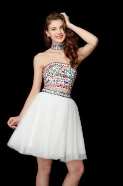 Angela & Alison - 72022 Embroidered Two-Piece Tulle Dress