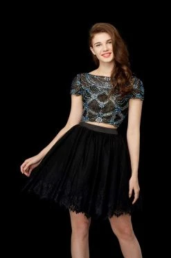 Angela & Alison - 72033 Two Piece Bejeweled Lace Bateau Dress Cocktail Dresses 8 Angela & Alison - 72033 Two Piece Bejeweled Lace Bateau Dress Cocktail Dresses