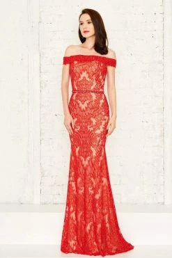 Angela & Alison - 771019 Off Shoulder Full Lace Overlay Long Prom Dress Formal Gowns 8 Angela & Alison - 771019 Off Shoulder Full Lace Overlay Long Prom Dress Formal Gowns