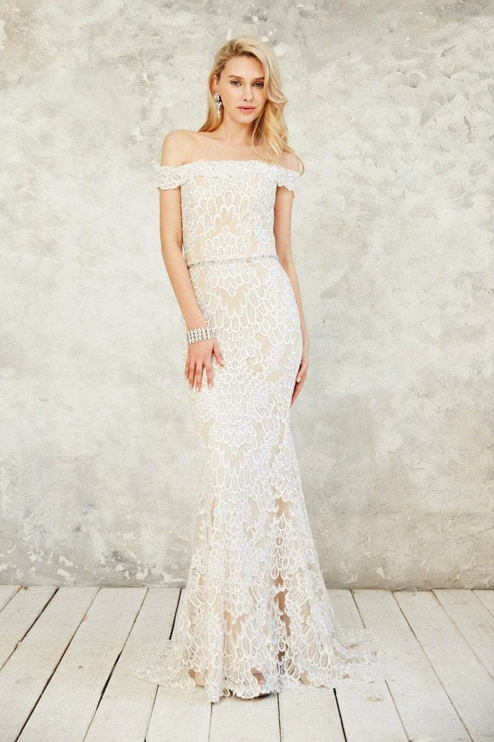 Angela & Alison - 771019 Off Shoulder Full Lace Overlay Long Prom Dress Formal Gowns 6 Angela & Alison - 771019 Off Shoulder Full Lace Overlay Long Prom Dress Formal Gowns