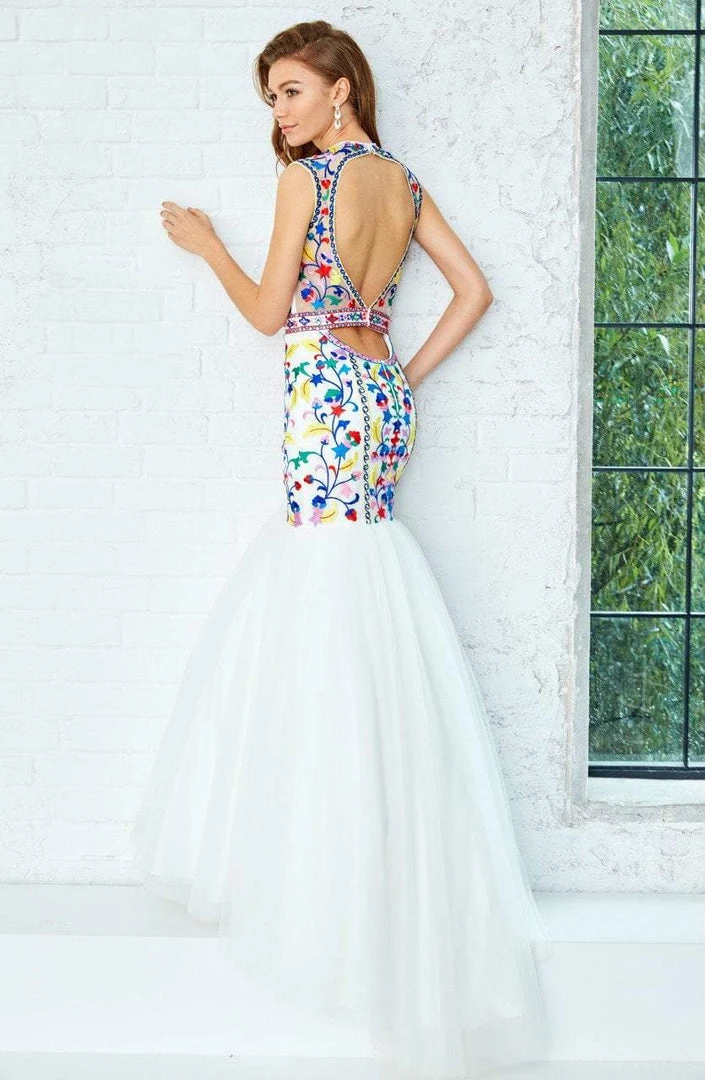 Formal Gowns Angela & Alison - 771023 Multi-colored Embroidery Detailed Mermaid Gown 4 Formal Gowns Angela & Alison - 771023 Multi-colored Embroidery Detailed Mermaid Gown