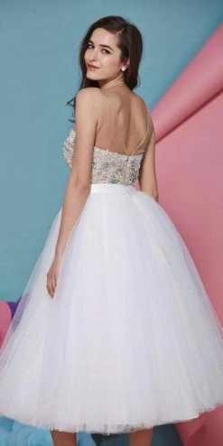 Angela & Alison - 771059 Pretty Illusion Tulle Short Cocktail Dress