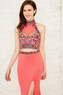 Formal Gowns Angela & Alison - 771124 Floral Embroidered Halter Two-piece Dress 9 Formal Gowns Angela & Alison - 771124 Floral Embroidered Halter Two-piece Dress