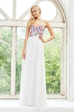 Formal Gowns Angela & Alison - 771130 Strapless Embroidered Sweetheart Chiffon Dress