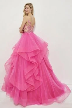 Angela & Alison - 81004 Cap Sleeve Low Floral Embroidered Ballgown Formal Gowns