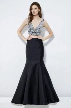 Angela & Alison - 81005 Two-Piece Jewel Ornate Bodice Trumpet Gown