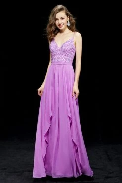 Angela & Alison - 81007 Floral Lattice Beaded Draping Chiffon Gown Formal Gowns 14 Angela & Alison - 81007 Floral Lattice Beaded Draping Chiffon Gown Formal Gowns