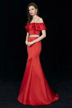 Angela & Alison - 81010 Two-Piece Ruffled Off-Shoulder Trumpet Gown Formal Gowns