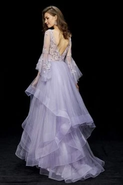 Angela & Alison - 81011 Quarter Sleeve Flounce Illusion Ballgown 12 Angela & Alison - 81011 Quarter Sleeve Flounce Illusion Ballgown