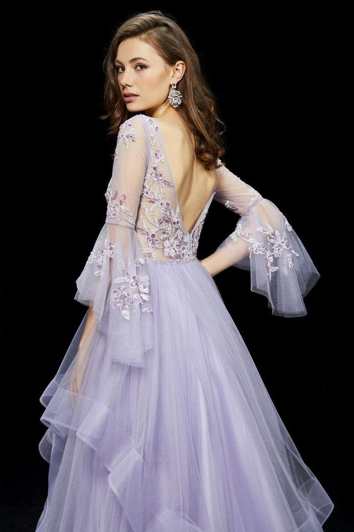 Angela & Alison - 81011 Quarter Sleeve Flounce Illusion Ballgown 7 Angela & Alison - 81011 Quarter Sleeve Flounce Illusion Ballgown