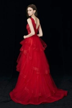 Formal Gowns Angela & Alison - 81025 Scalloped Plunge Lace Bodice Ballgown 11 Formal Gowns Angela & Alison - 81025 Scalloped Plunge Lace Bodice Ballgown