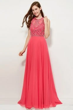 Angela & Alison - 81027 Sleeveless Adorned Illusion Bodice Gown Formal Gowns