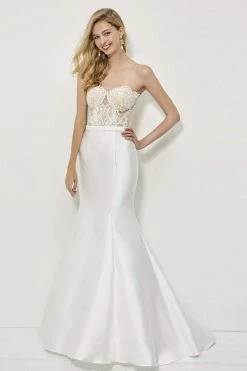Angela & Alison - 81028 Sheer Strapless Mermaid Gown