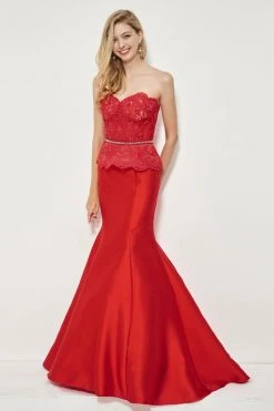 Angela & Alison - 81028 Sheer Strapless Mermaid Gown