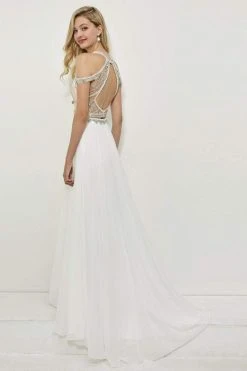 Angela & Alison - 81043 Two Piece Embellished Halter Gown Formal Gowns