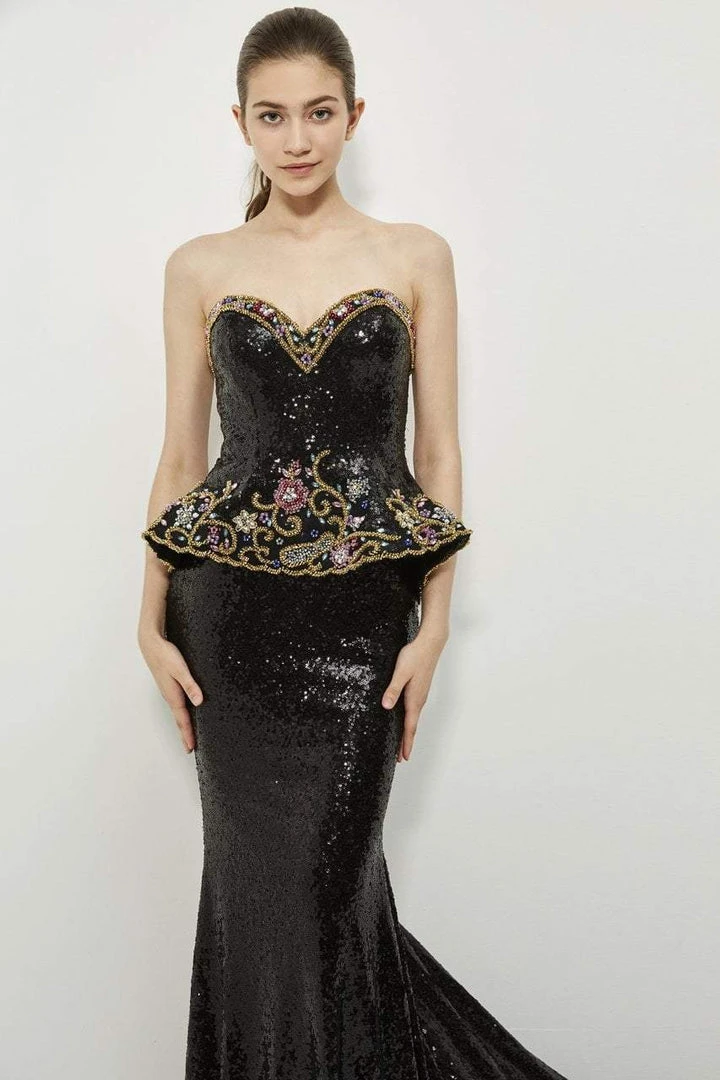 Formal Gowns Angela & Alison - 81052 Strapless Peplum Evening Gown 6 Formal Gowns Angela & Alison - 81052 Strapless Peplum Evening Gown